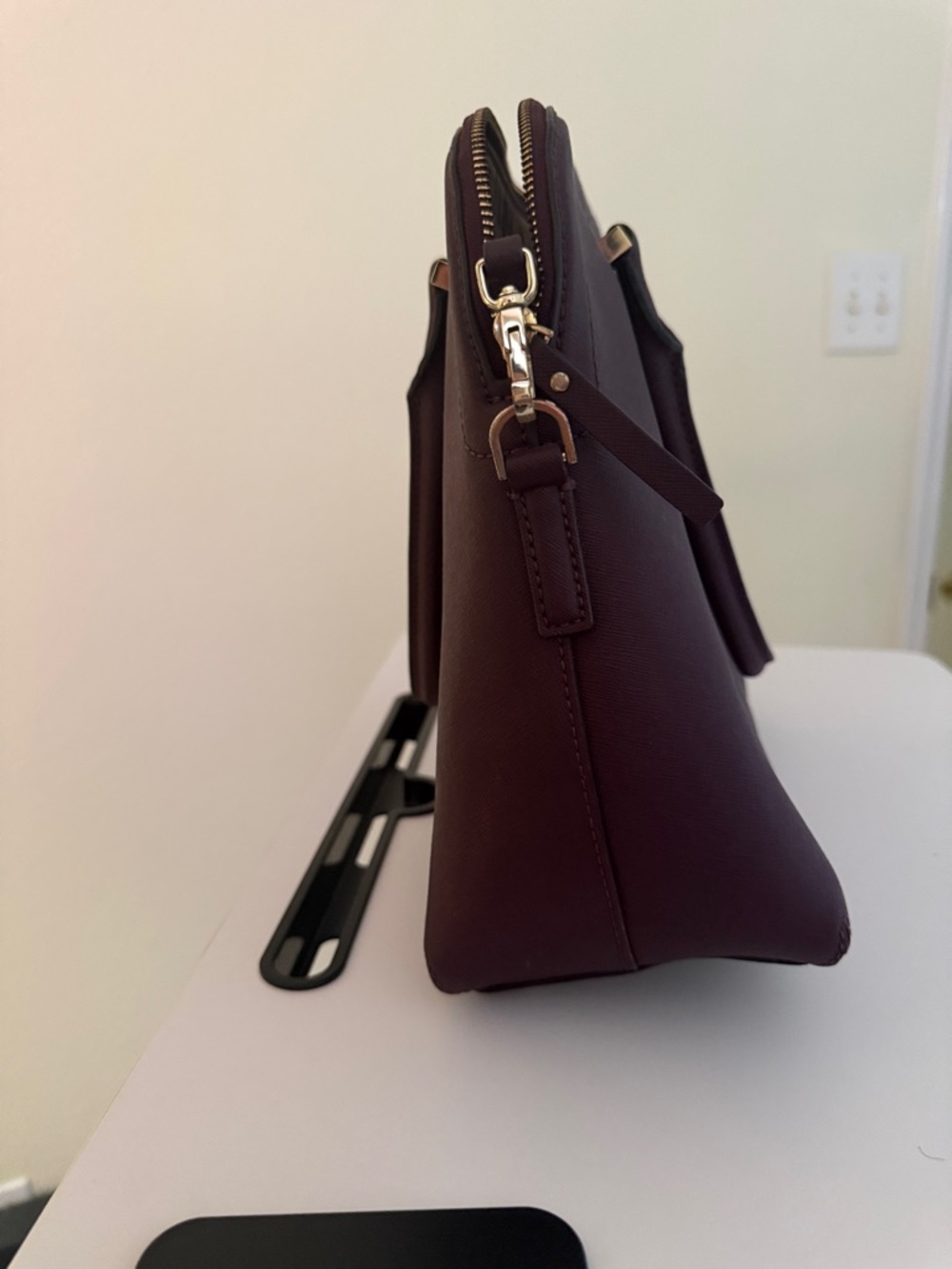 kate spade plum dome satchel with gold-tone hardware - Picture 4 of 6